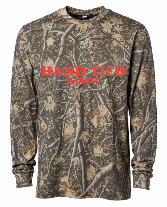"Hand Tied Market" on Camo Long Sleeve