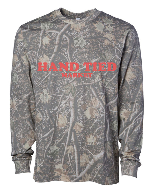 "Hand Tied Market" on Camo Long Sleeve